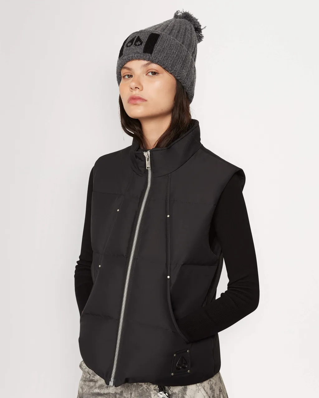 Down Vest With Standing Neck