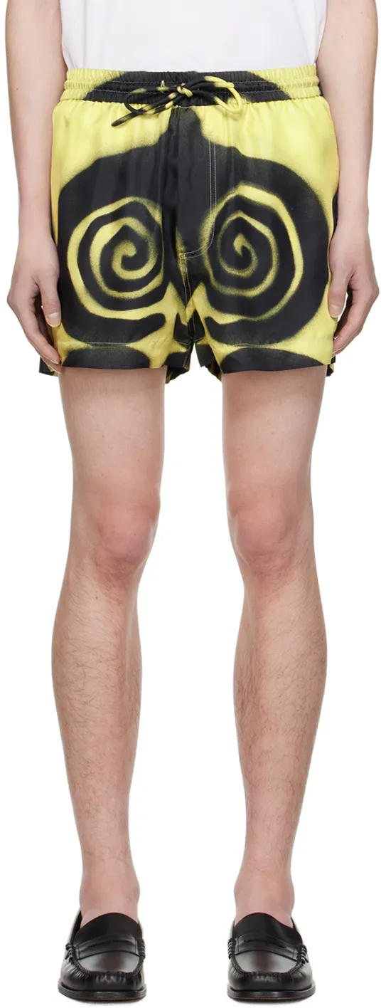 Amil Spiral-Print Silk Shorts