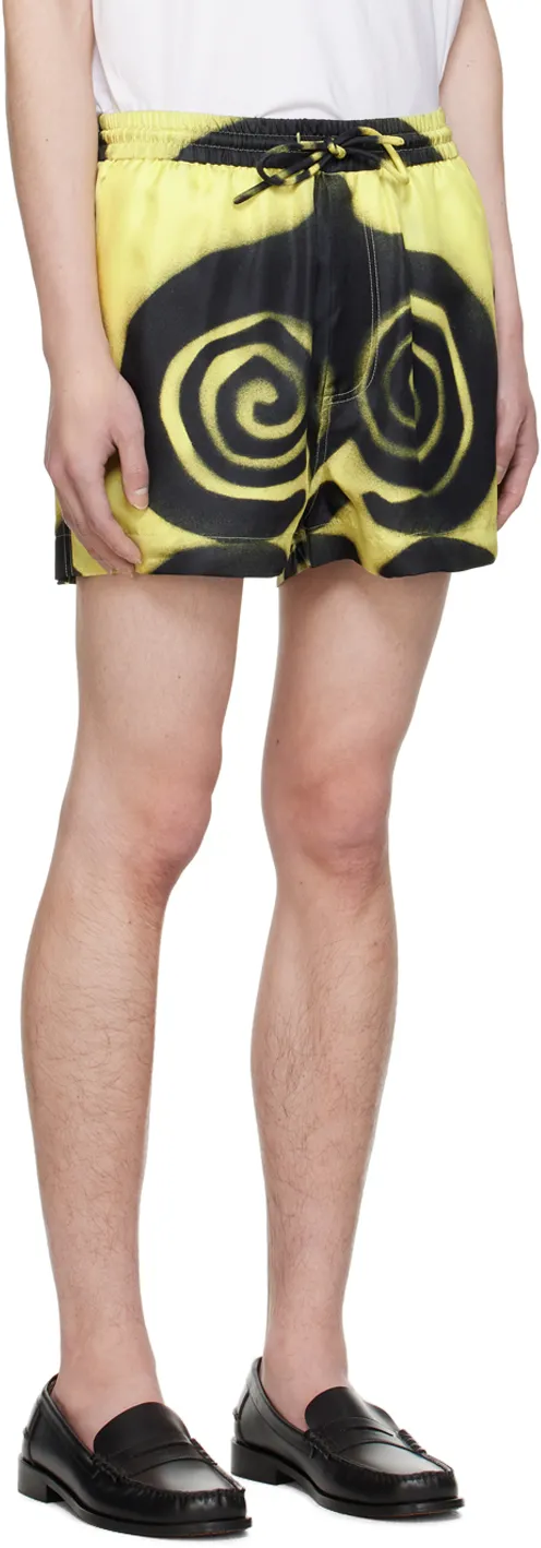 Amil Spiral-Print Silk Shorts