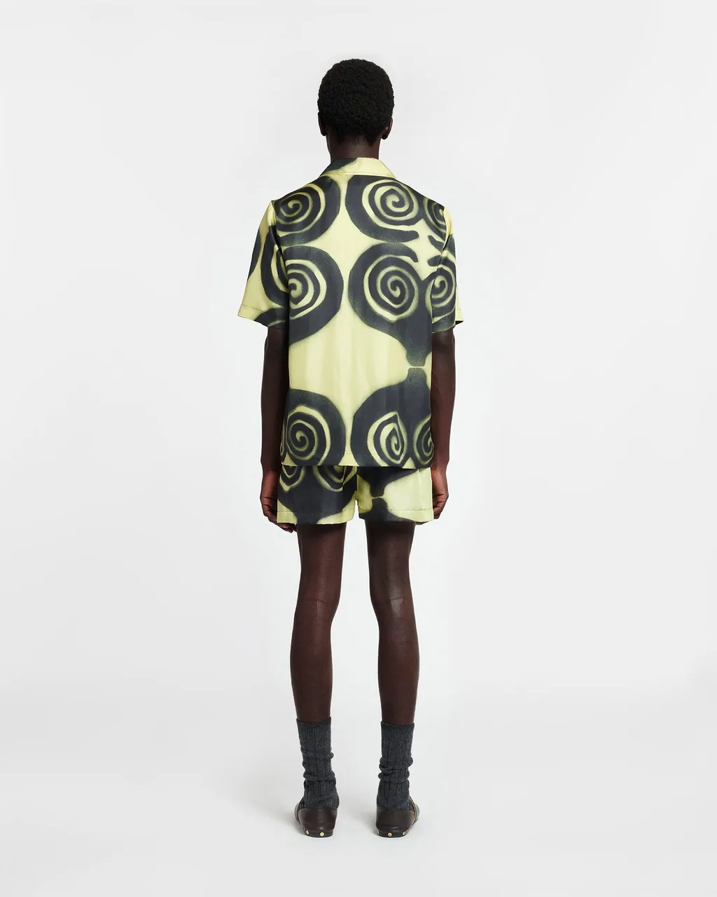 Amil Spiral-Print Silk Shorts
