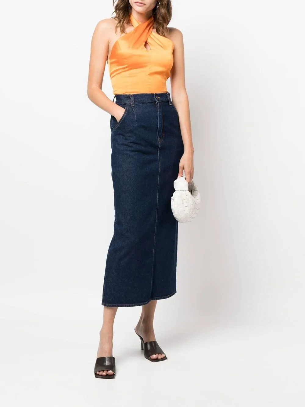 Tima Denim Mid-Length Skirt