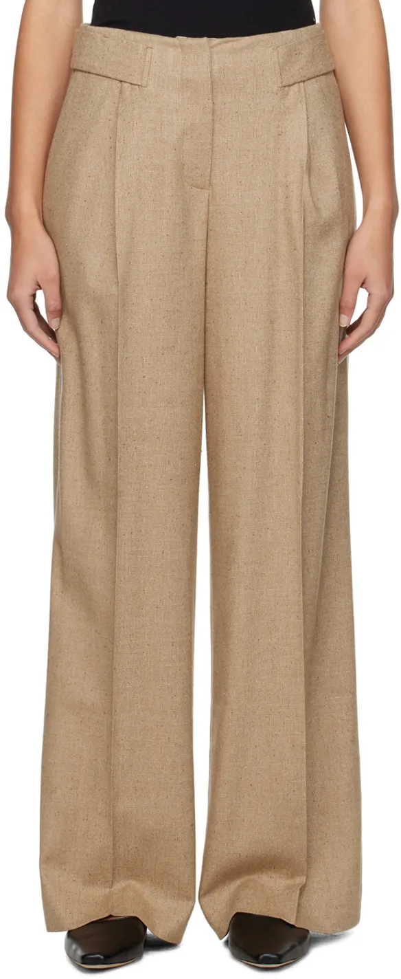 Wide-Leg Textured Trousers