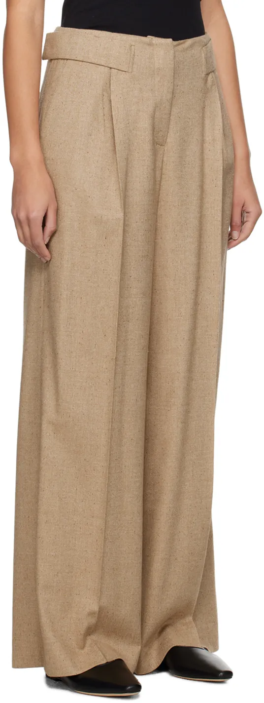 Wide-Leg Textured Trousers