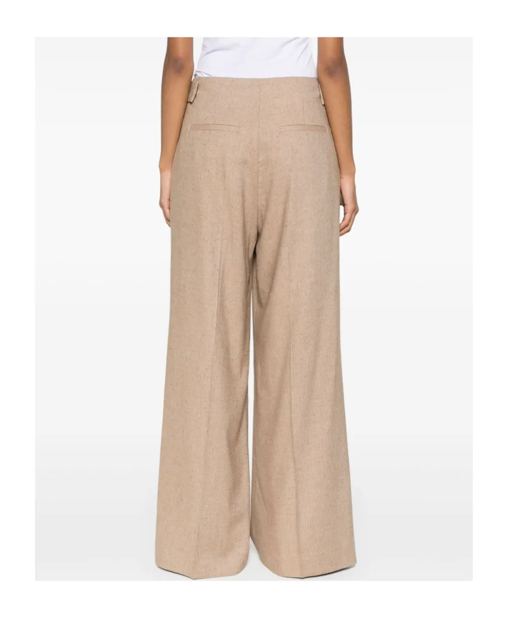 Wide-Leg Textured Trousers