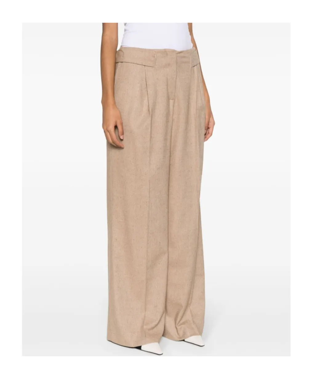 Wide-Leg Textured Trousers