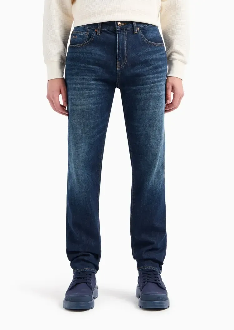 Low-Waist Button Denim Trousers