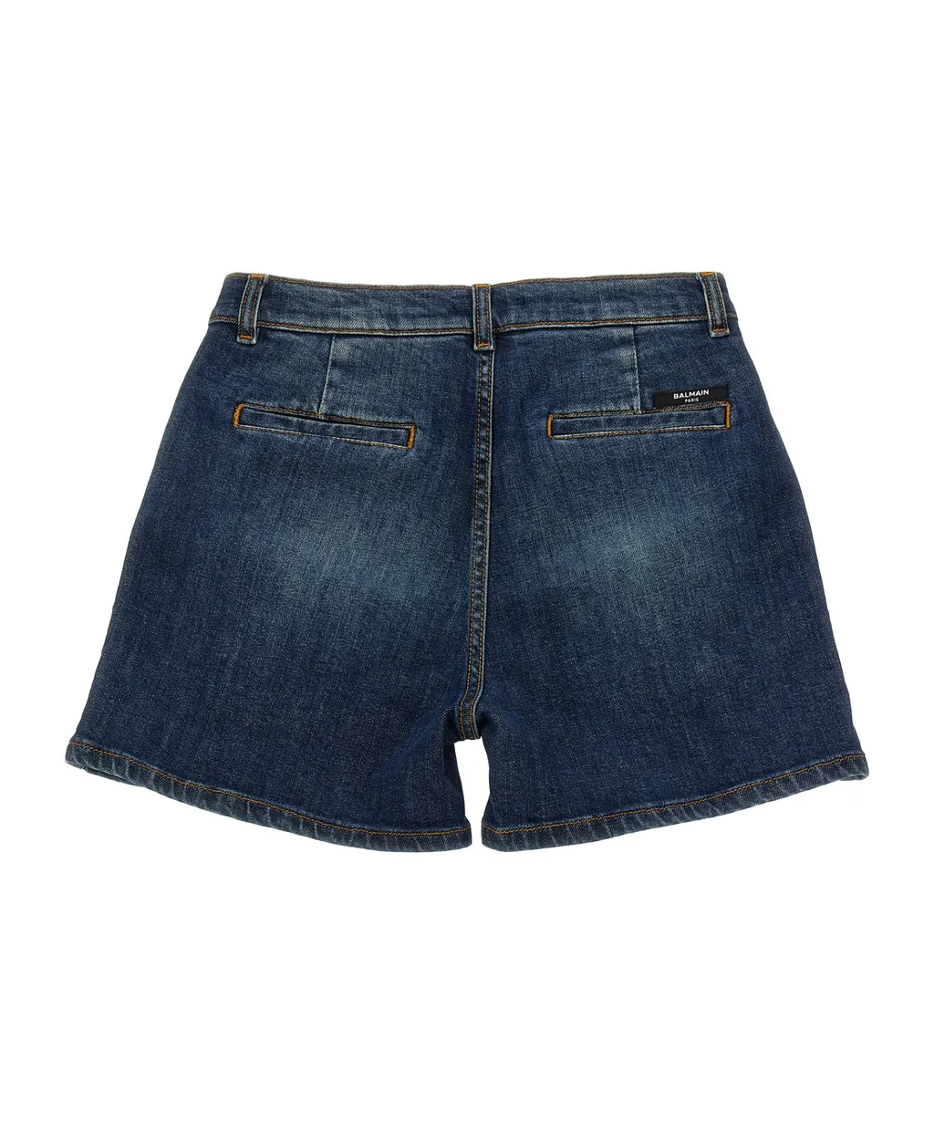 Balmain Kids Thigh-Length Denim Shorts