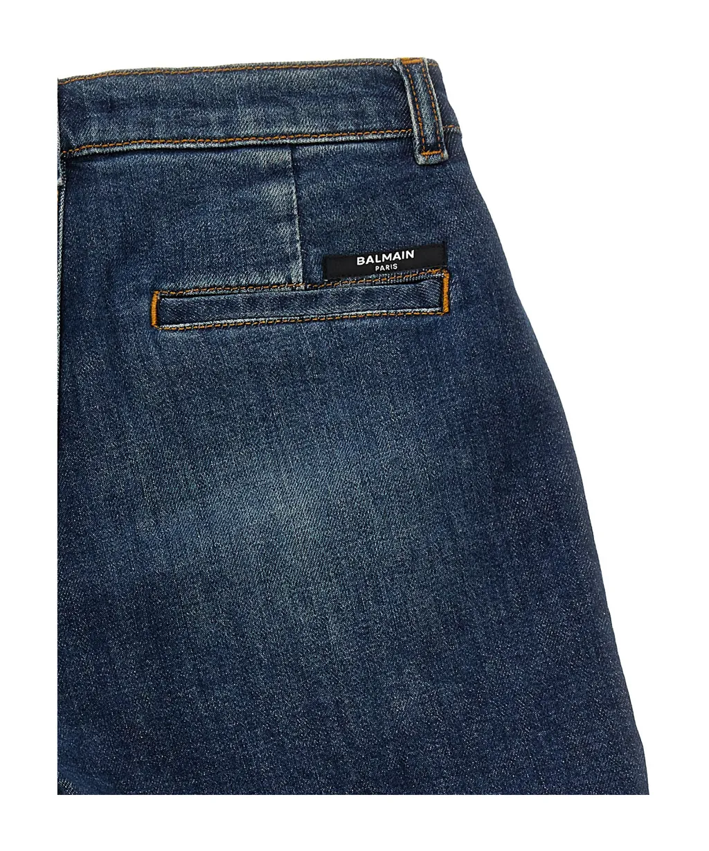 Balmain Kids Thigh-Length Denim Shorts