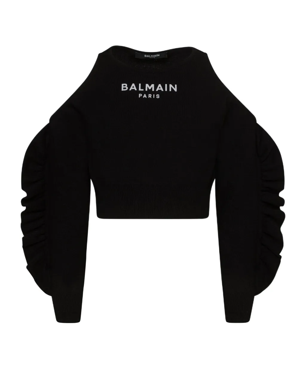 Logo-Print Cold-Shoulder Jumper