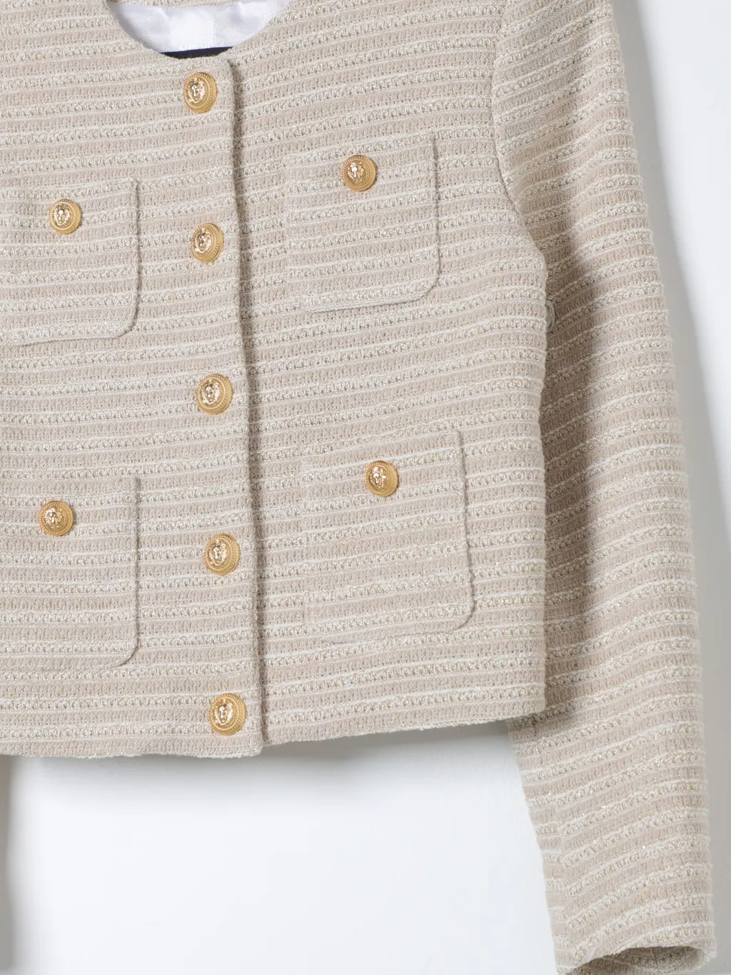 Balmain Kids Striped Crewneck Knitted Blazer