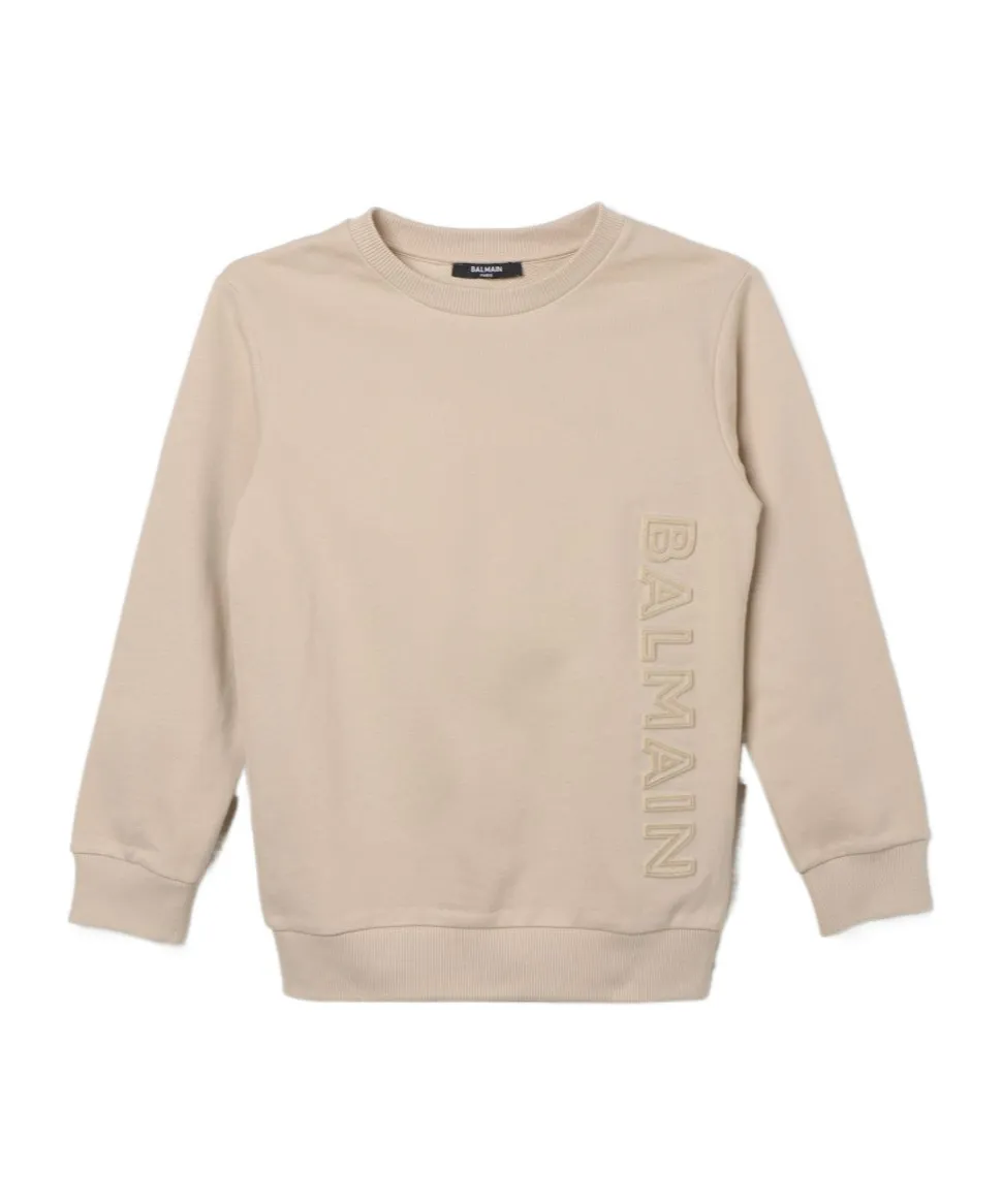 Balmain Kids Logo Embossed Crewneck Sweatshirt