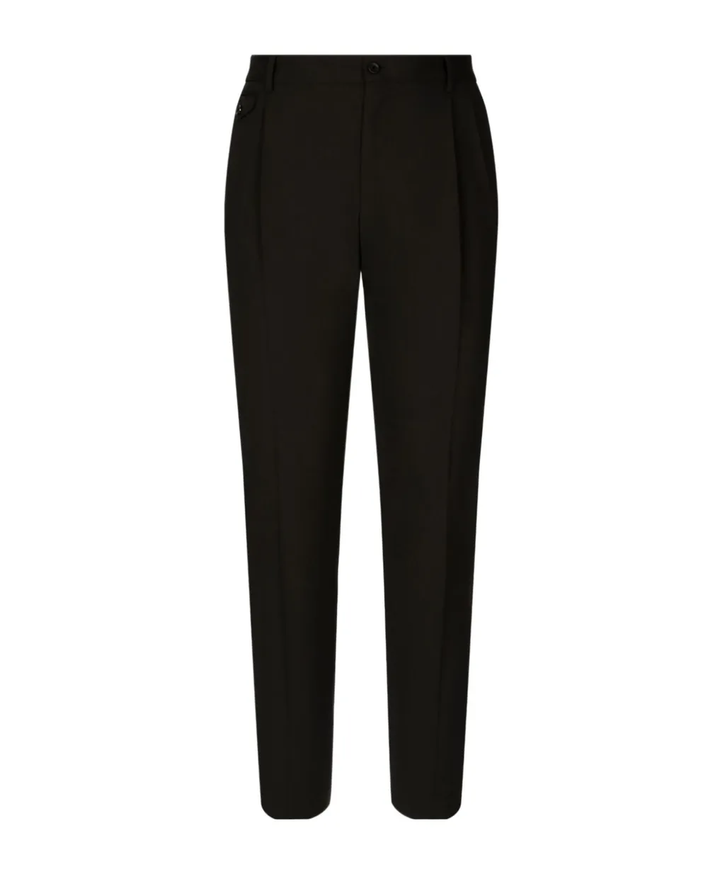 Tapered-Leg Box-Pleat Trousers