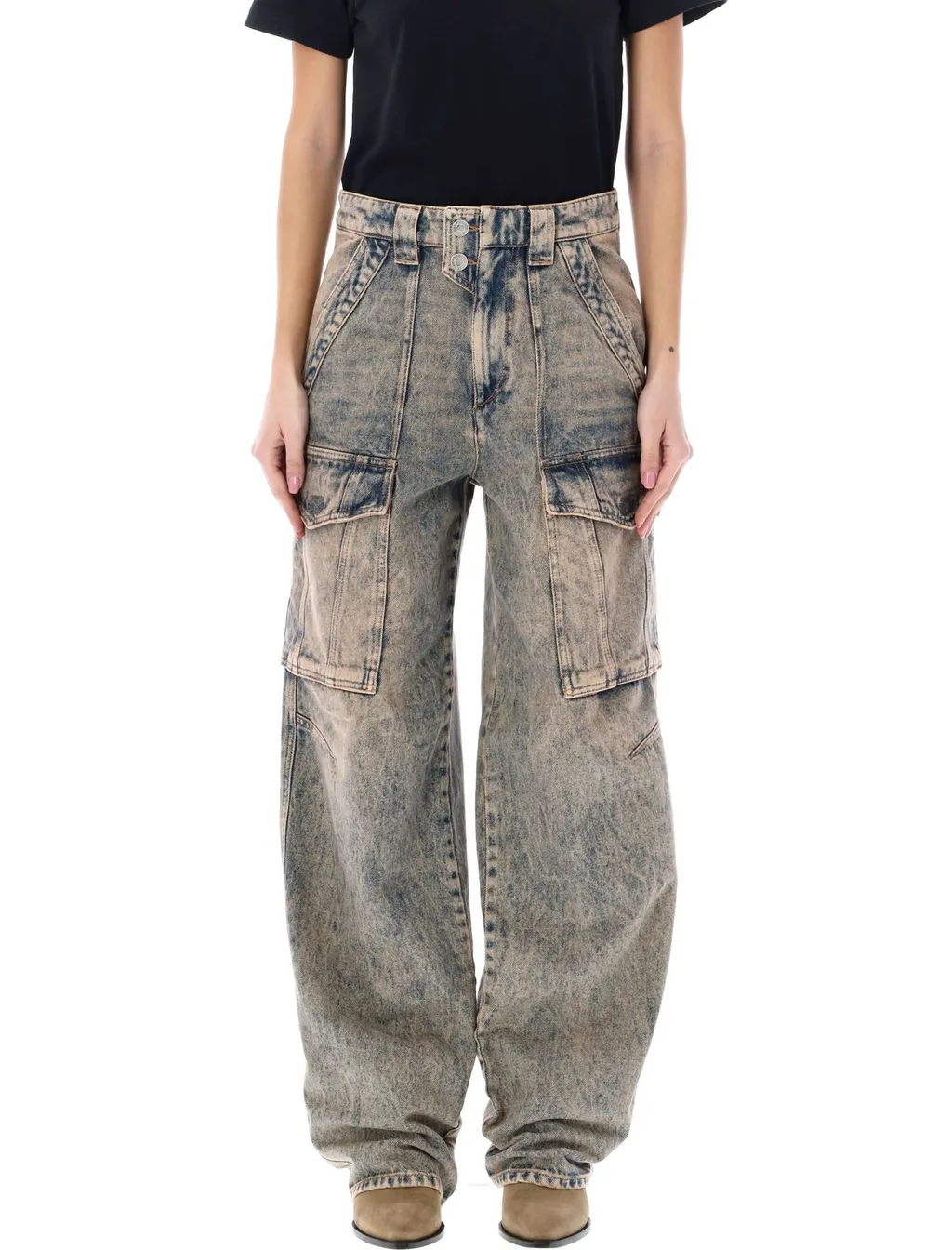 Isabel Marant ÉToile Heilani Mid-Rise Faded-Effect Cargo Jeans
