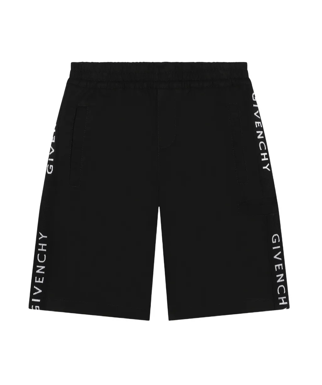 Givenchy Kids Logo-Tape Stretched Bermuda Shorts