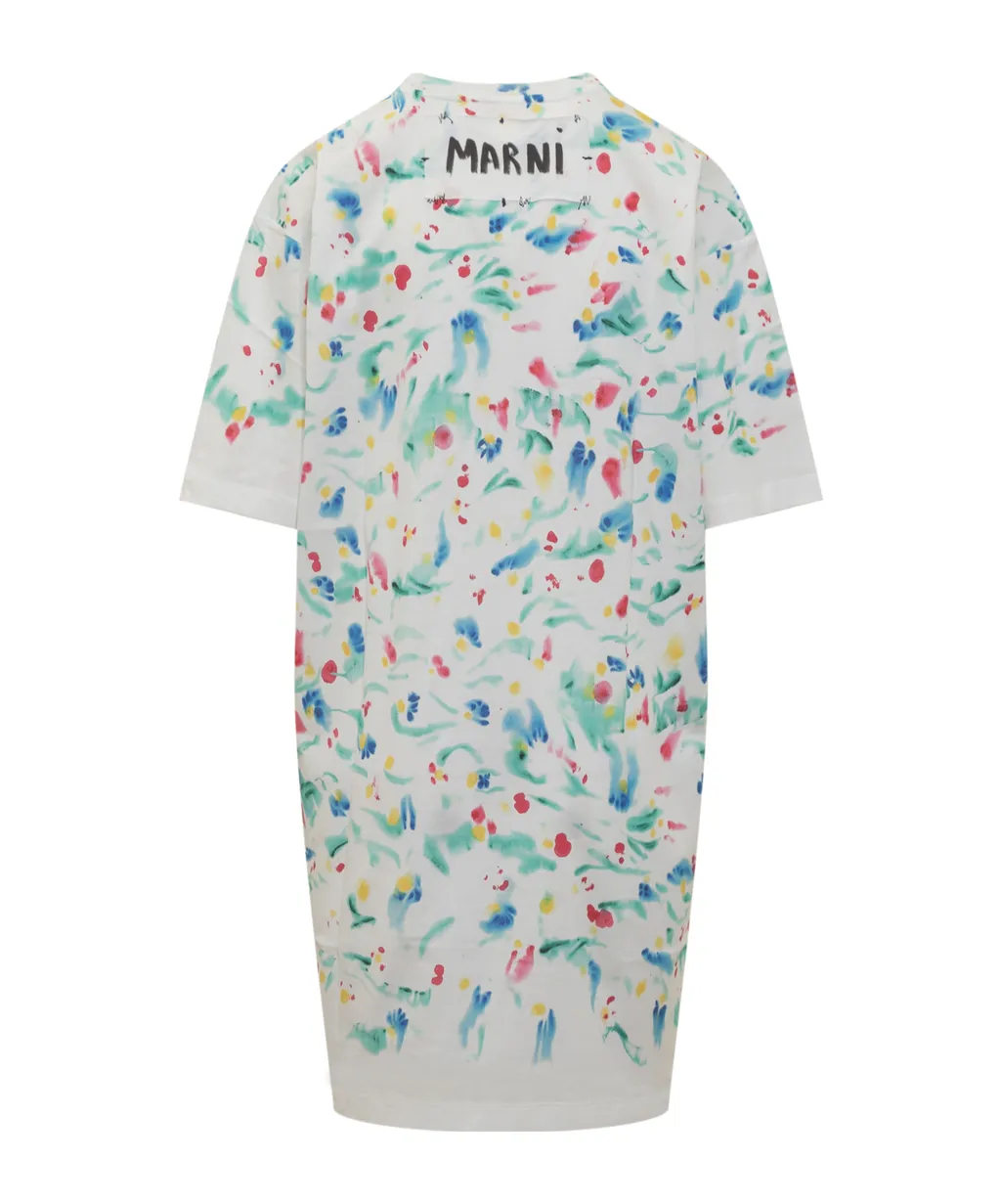 Marni Logo Patch Motif Printed Midi Dress