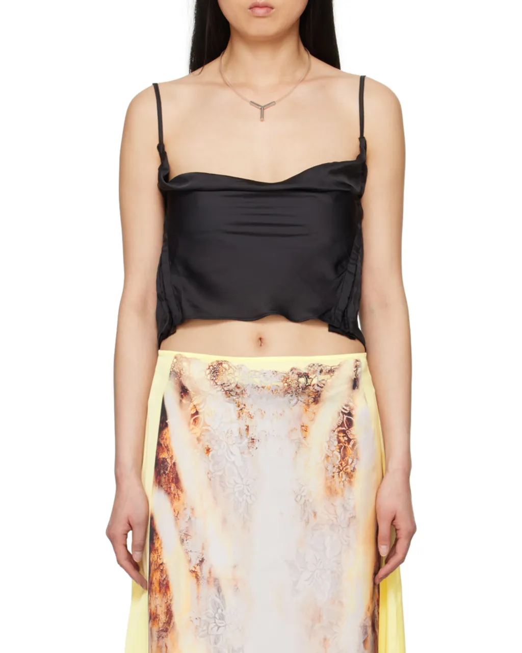 Sheer-Lace Draped Top