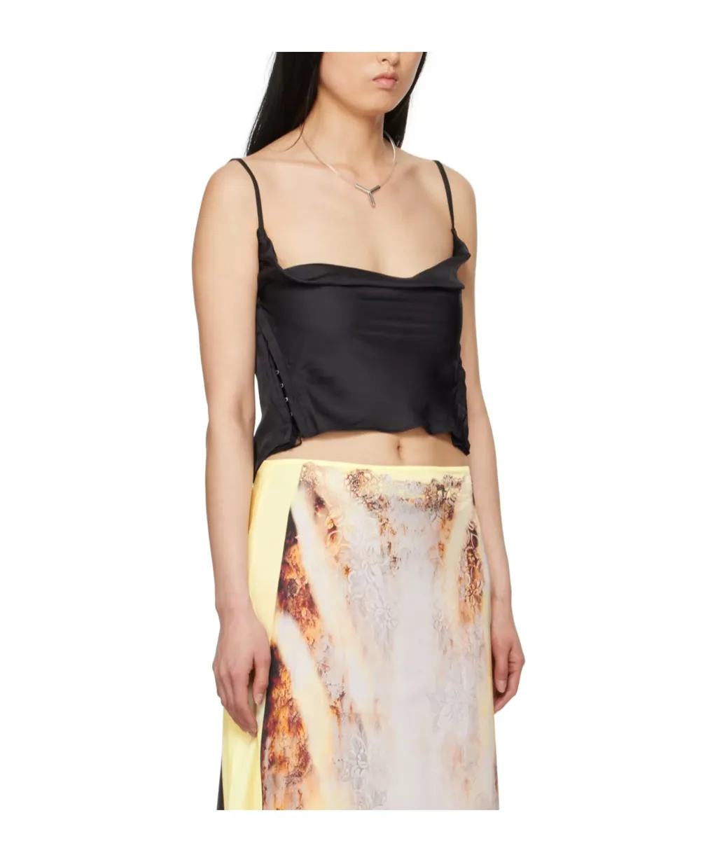 Sheer-Lace Draped Top