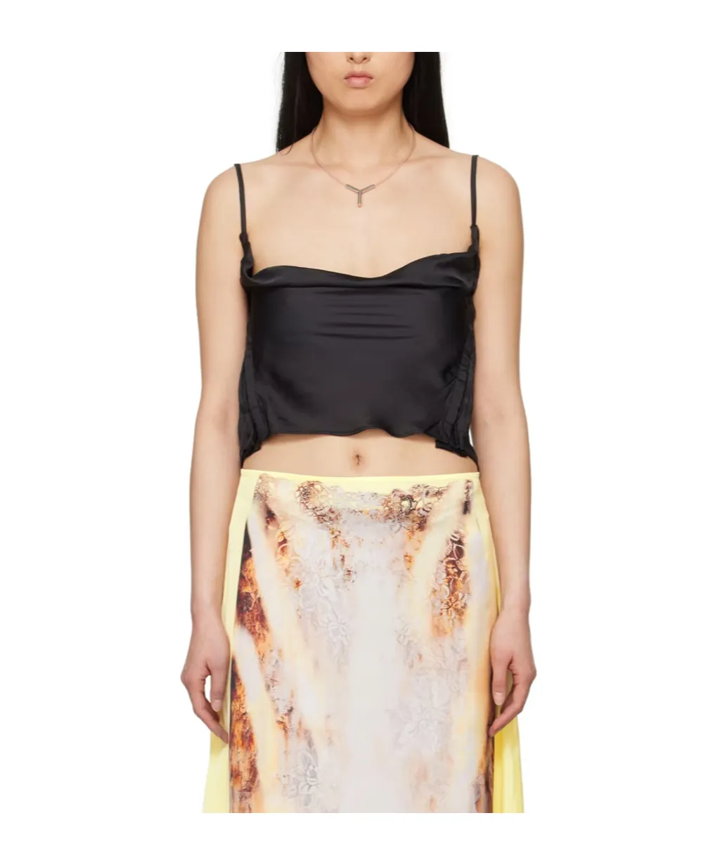 Sheer-Lace Draped Top