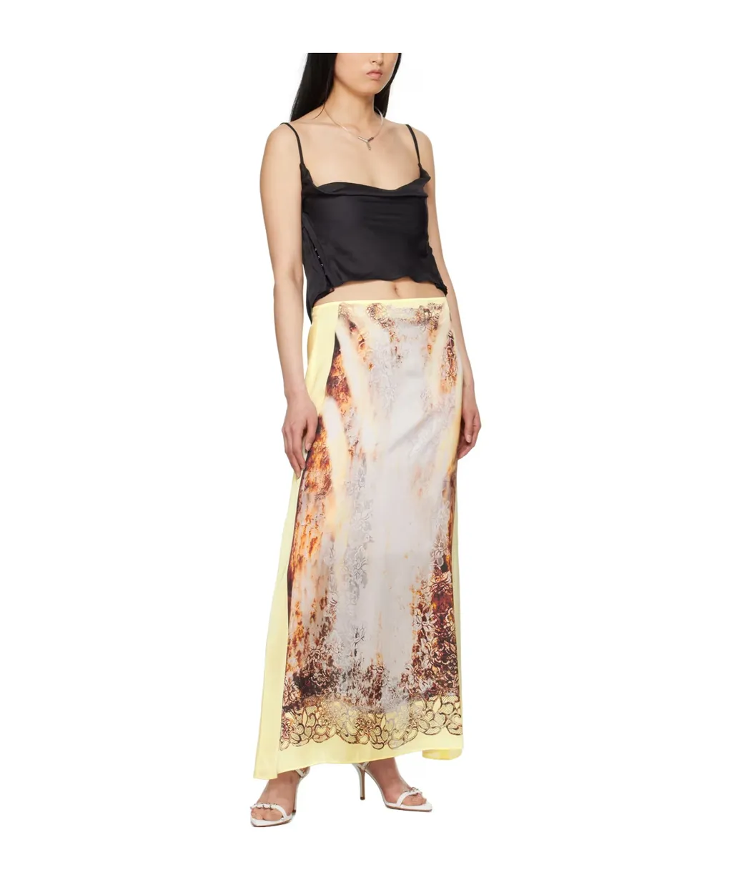 Sheer-Lace Draped Top