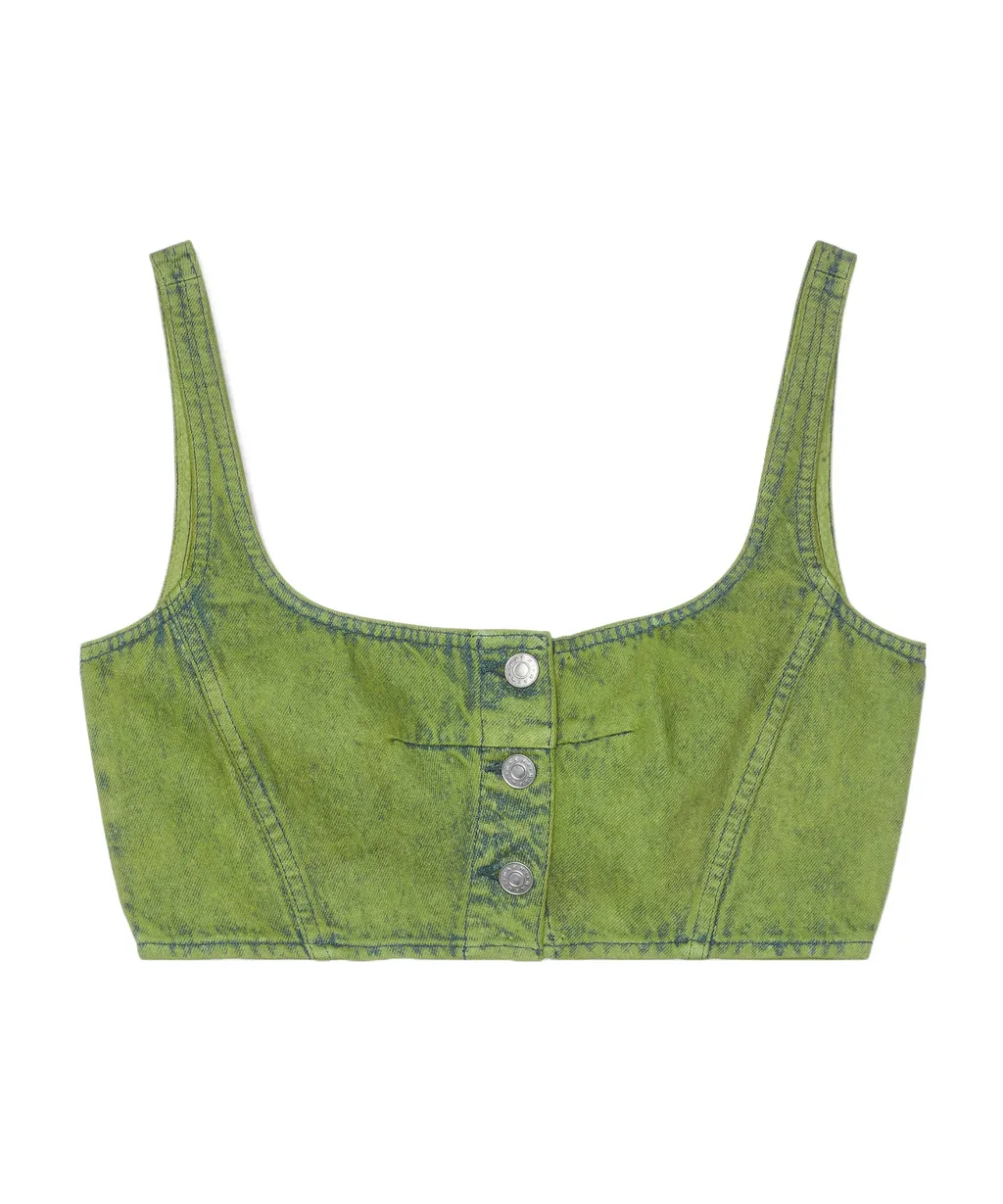 Marni Logo Patch Denim Crop Top