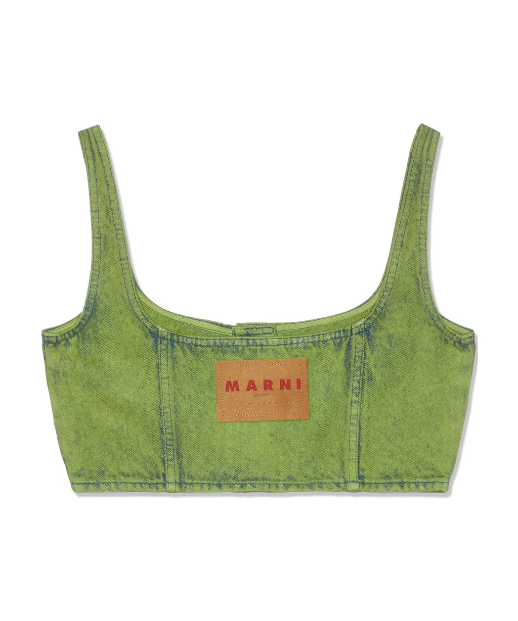 Marni Logo Patch Denim Crop Top