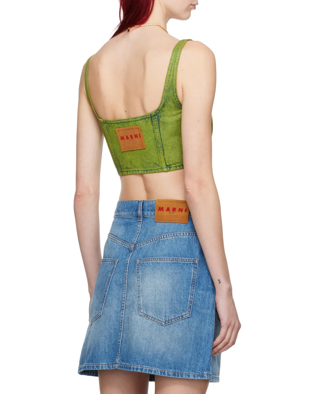 Marni Logo Patch Denim Crop Top