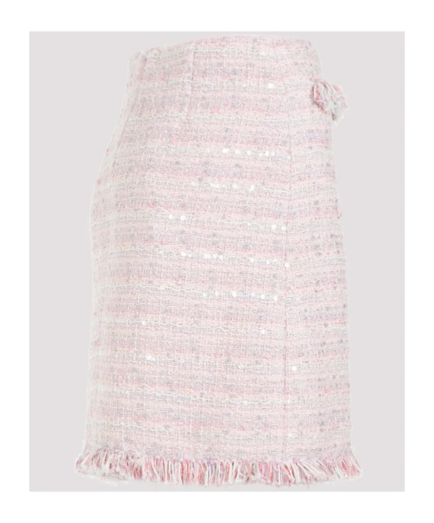 Frayed High-Waist Tweed Miniskirt