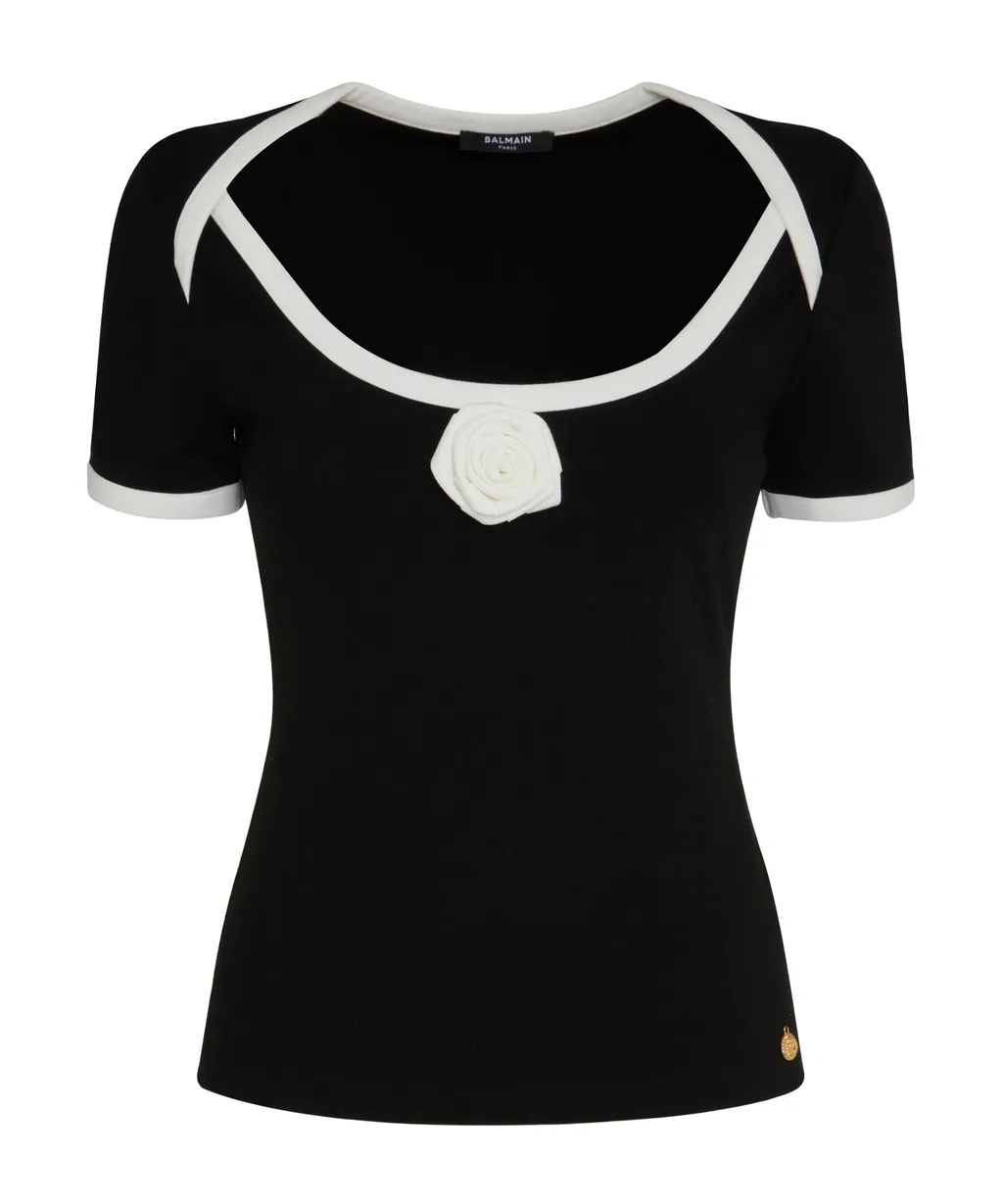 Balmain Boat-Neck Short-Sleeved Top