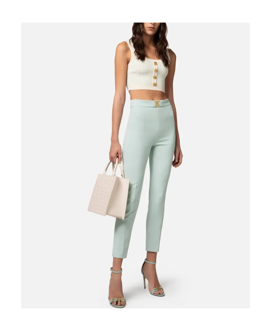 Elisabetta Franchi Logo-Plaque Straigh-Leg Trousers