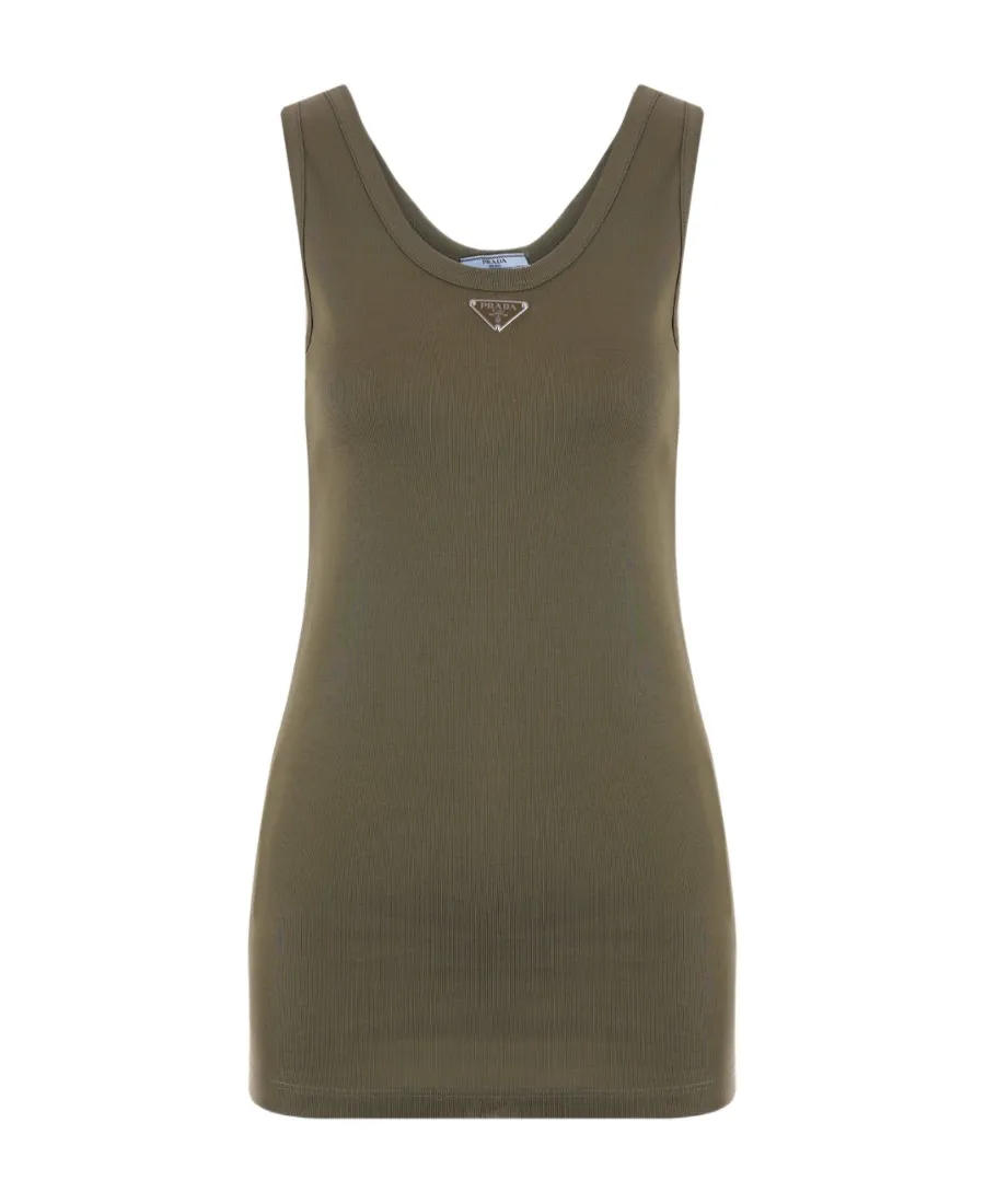 Triangle-Logo Ribbed Tank Top