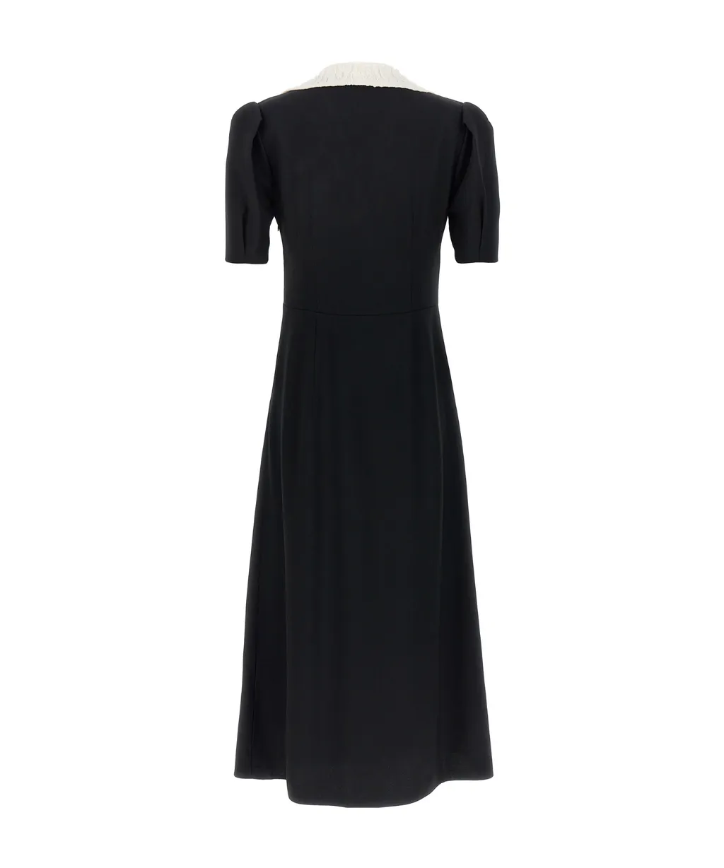 Miu Miu Embellished Short-Sleeved Flared Dress