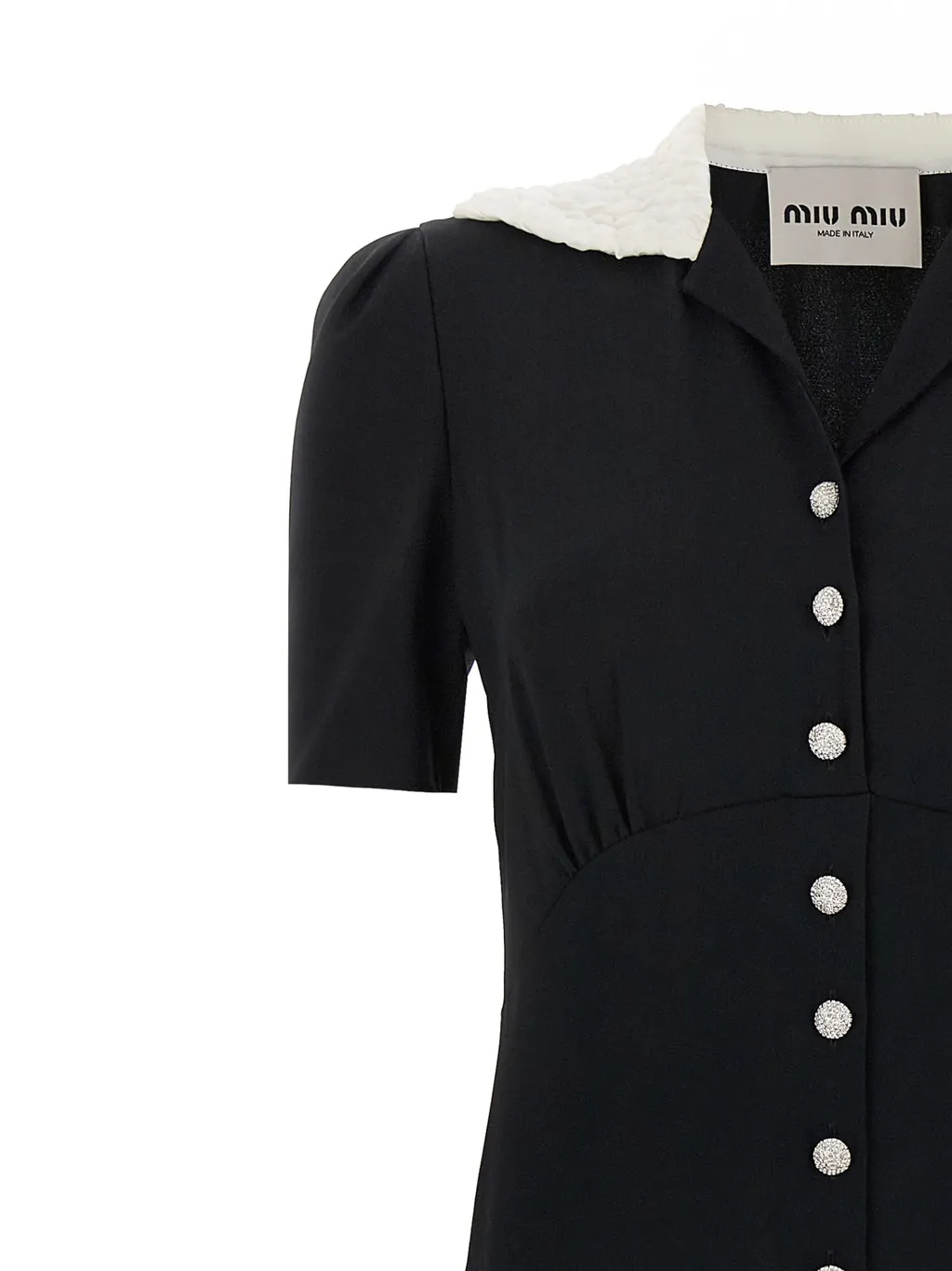 Miu Miu Embellished Short-Sleeved Flared Dress
