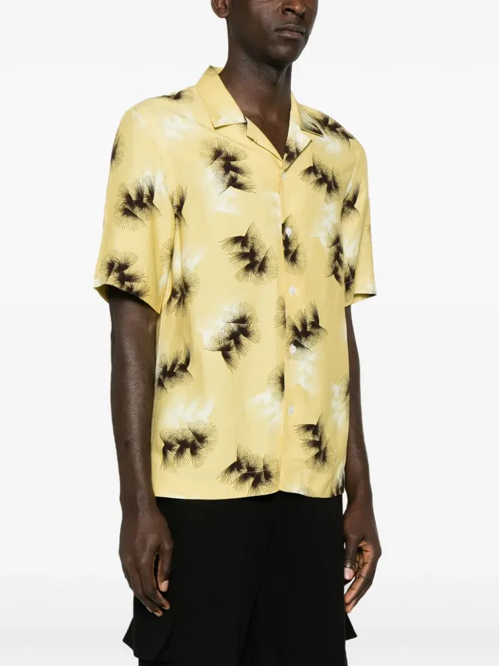 Abstract-Print Camp-Collar Shirt