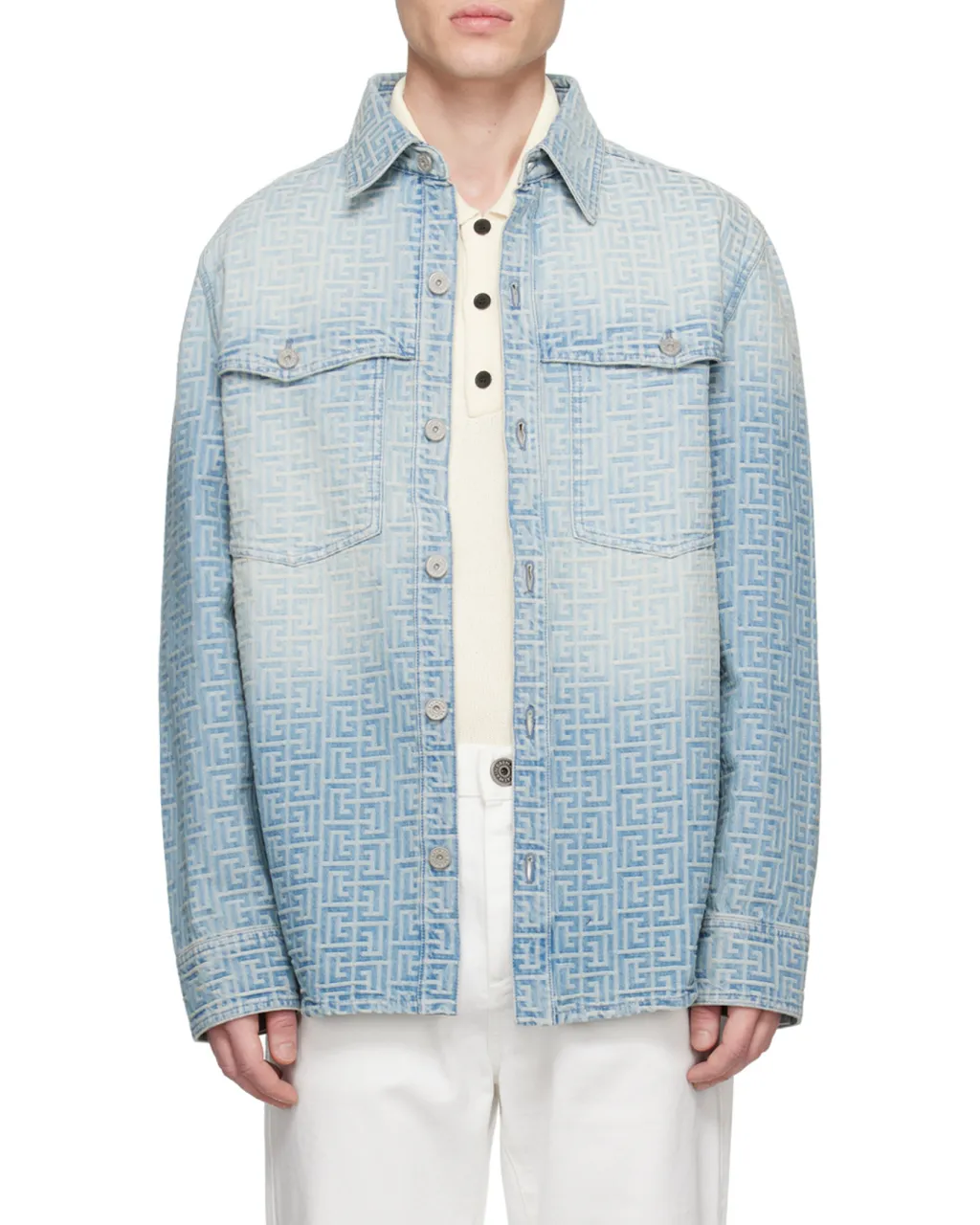 Monogrammed Jacquard Denim Shirt