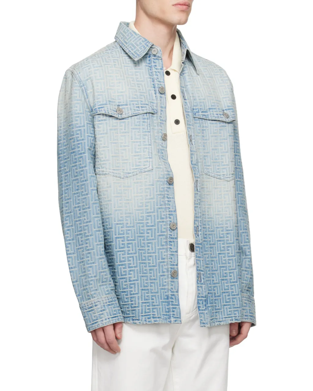 Monogrammed Jacquard Denim Shirt
