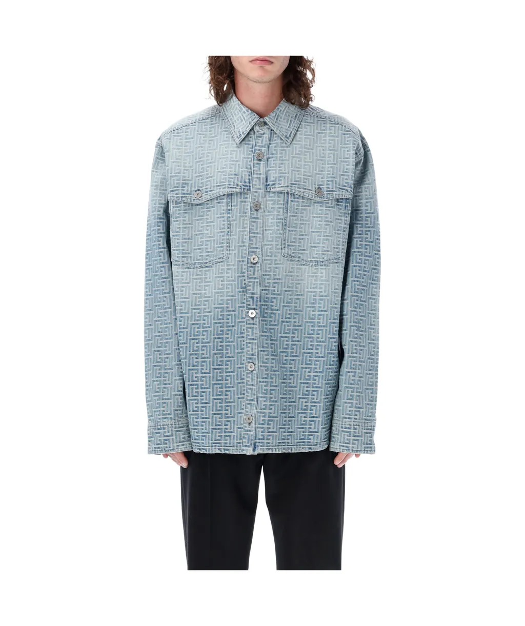 Monogrammed Jacquard Denim Shirt