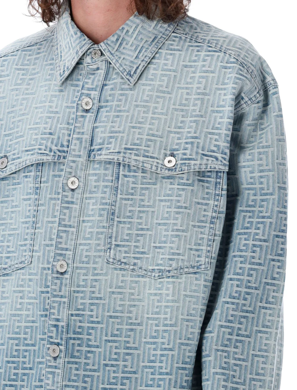 Monogrammed Jacquard Denim Shirt