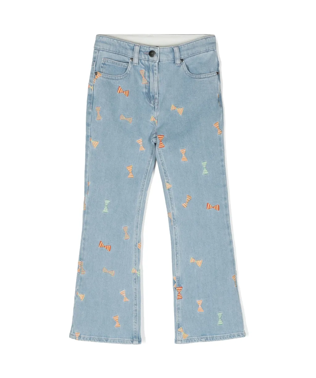 Stella Mccartney Kids Bow Embroidered Flared Jeans