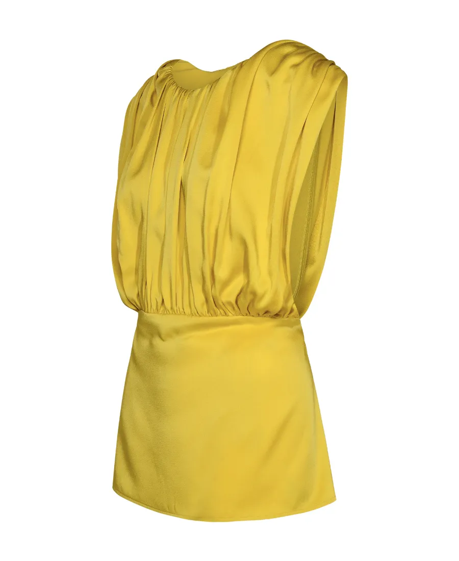 Jil Sander Gathered V-Back Satin Top