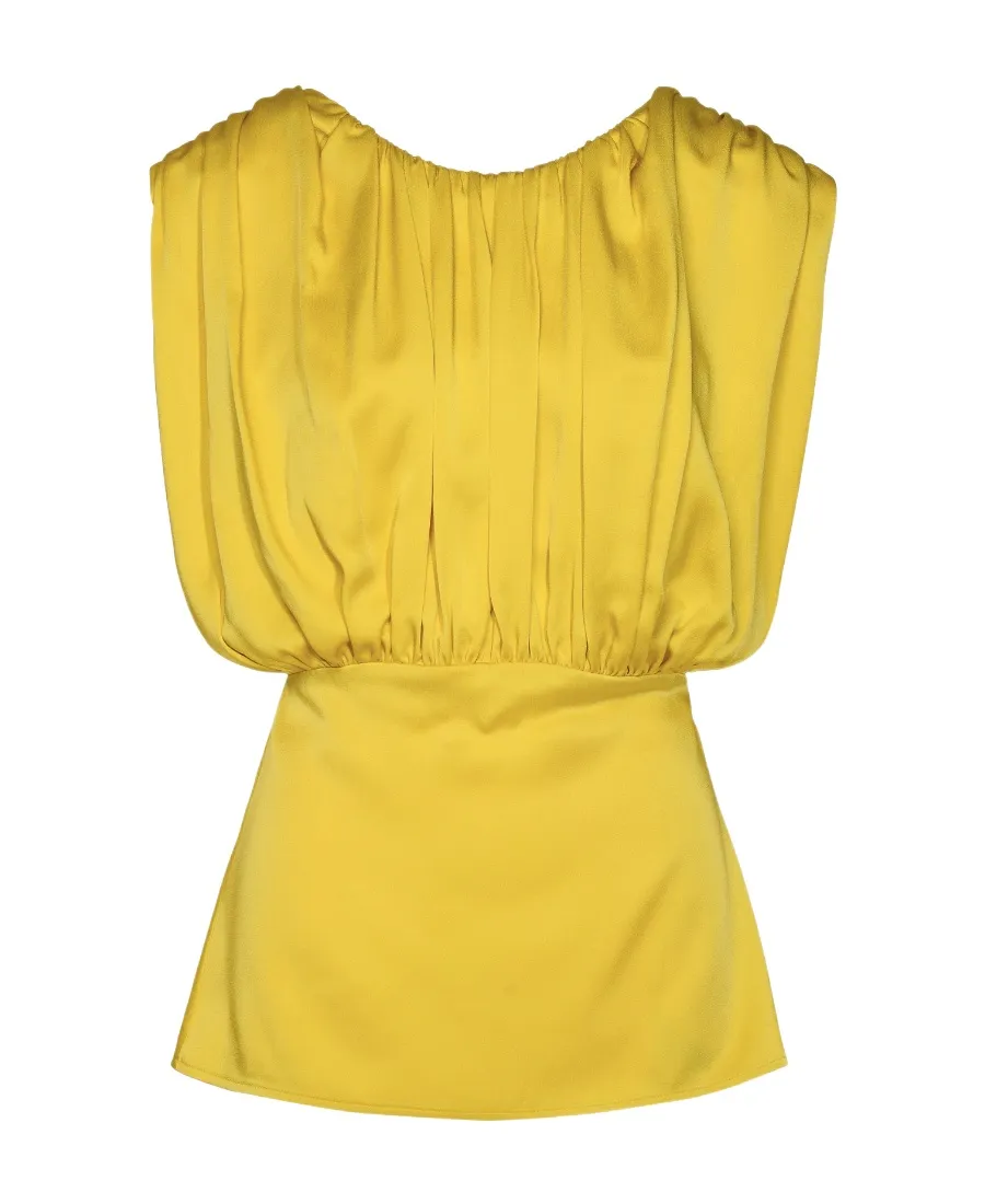 Jil Sander Gathered V-Back Satin Top