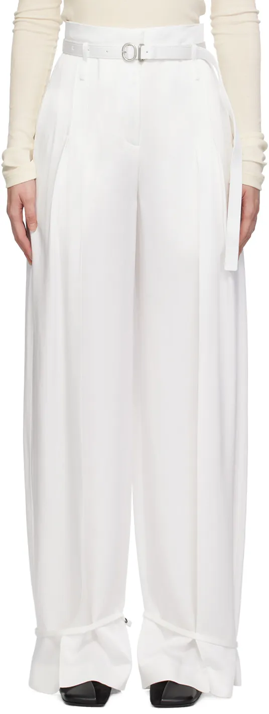 Crepe Pleated Straight Trousers