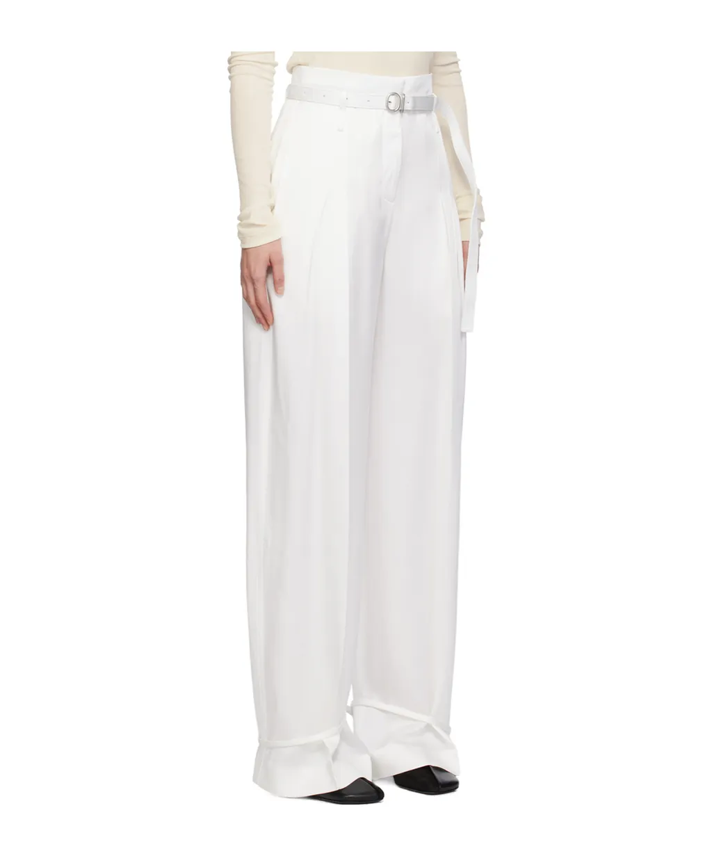 Crepe Pleated Straight Trousers