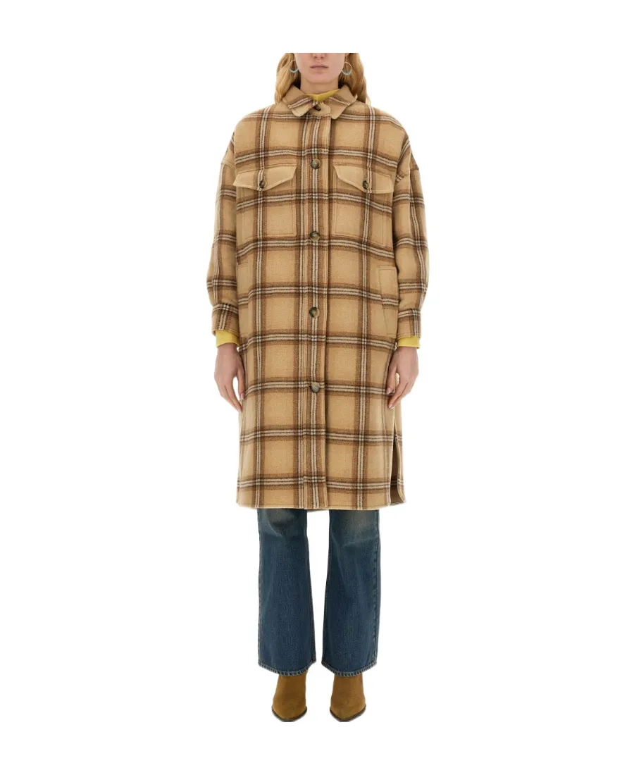 Fontizia Check-Pattern Midi Coat