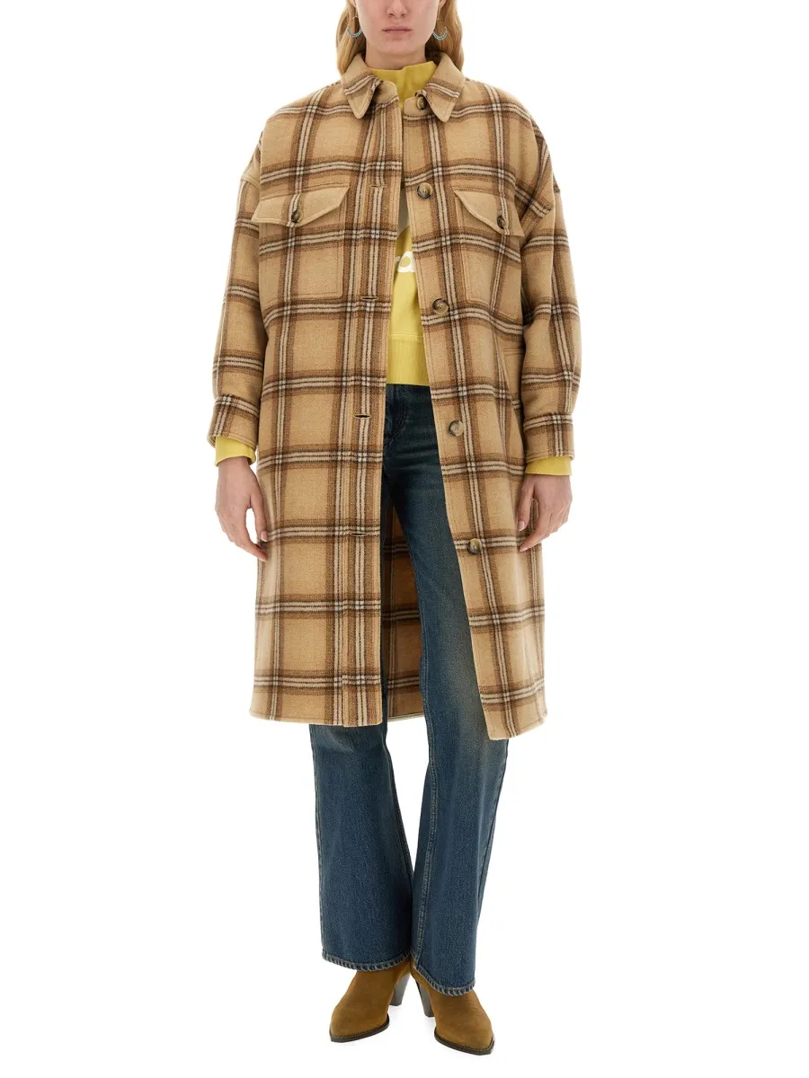 Fontizia Check-Pattern Midi Coat