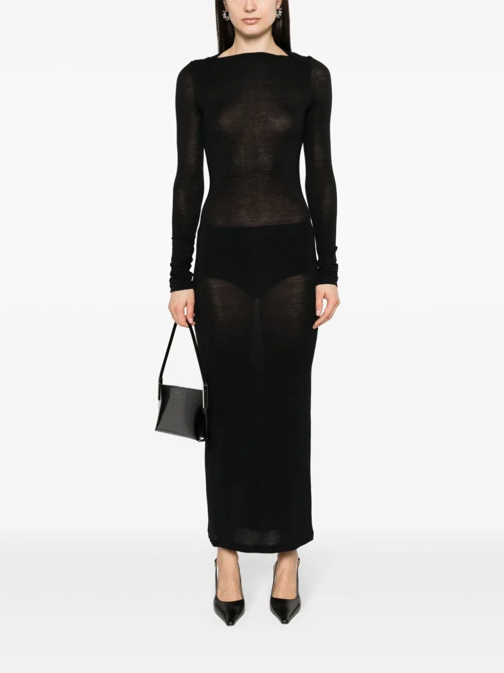 Saint Laurent Cut-Out Long-Sleeved Dress