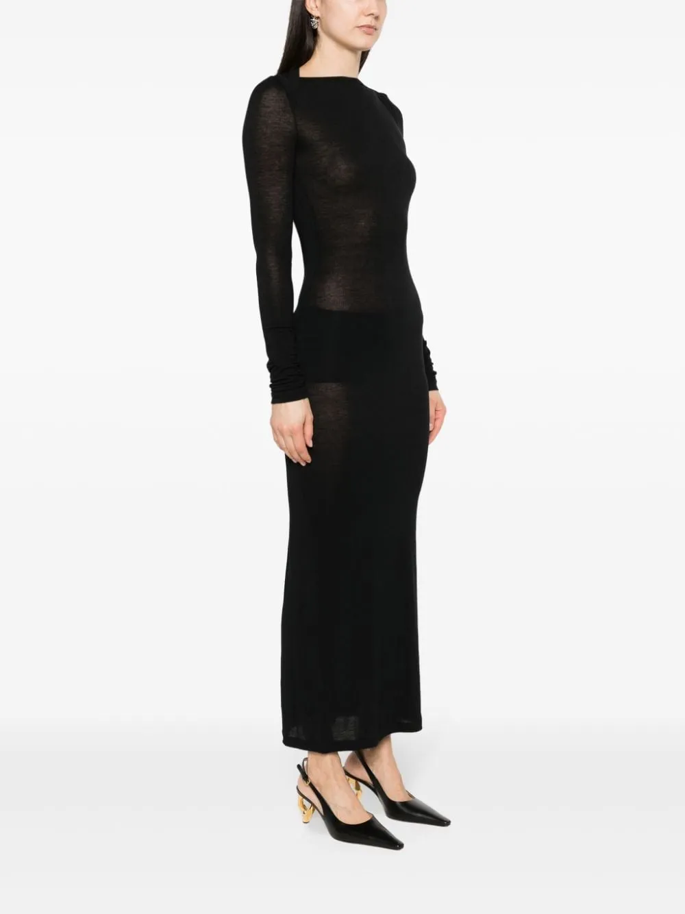 Saint Laurent Cut-Out Long-Sleeved Dress