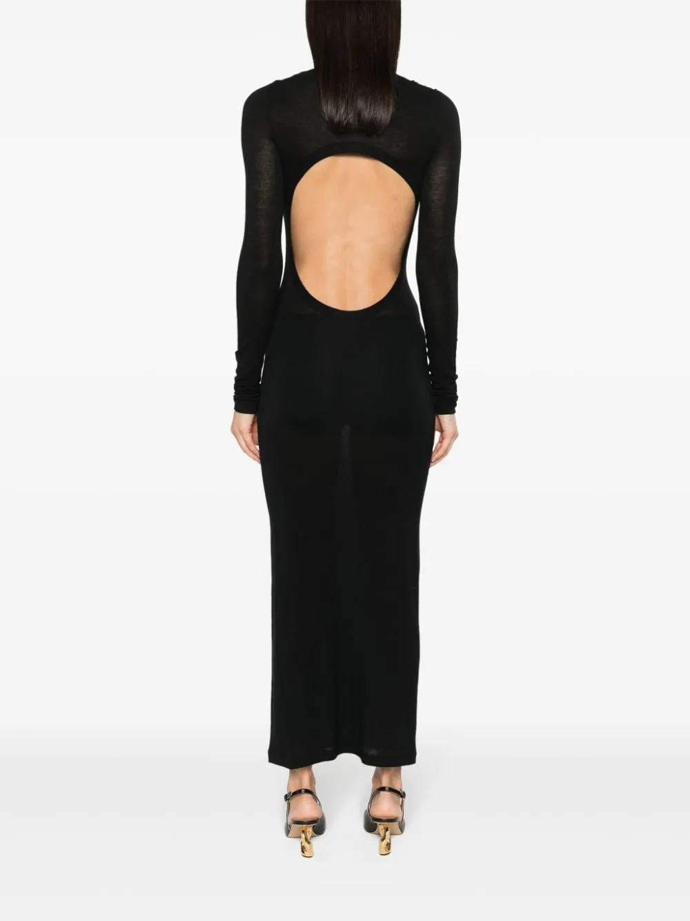 Saint Laurent Cut-Out Long-Sleeved Dress