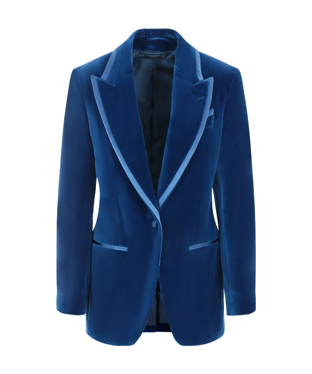 Satin-Trim Velvet Blazer