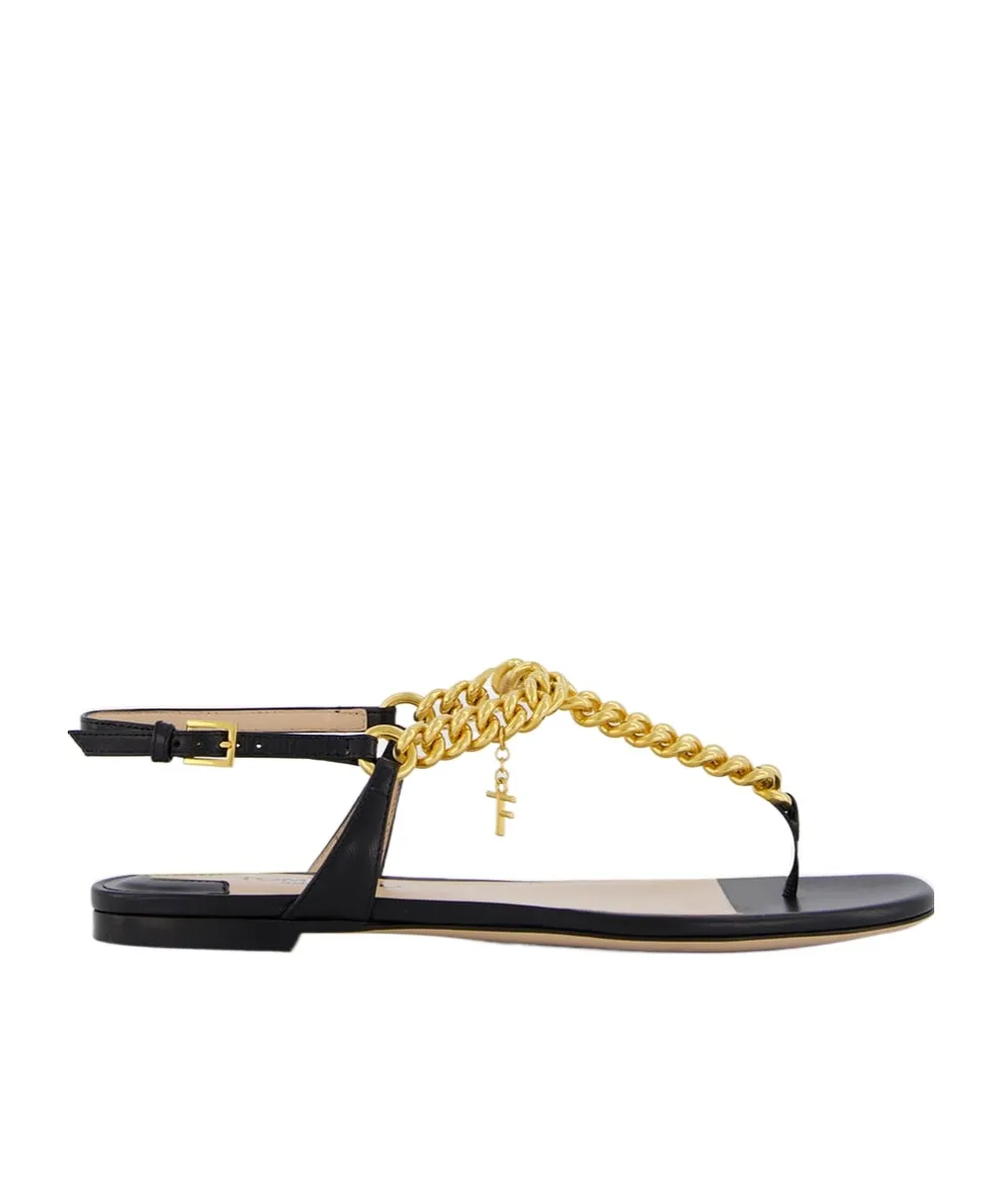 Tom Ford	Logo Plaque Chainlink-Strap Sandals