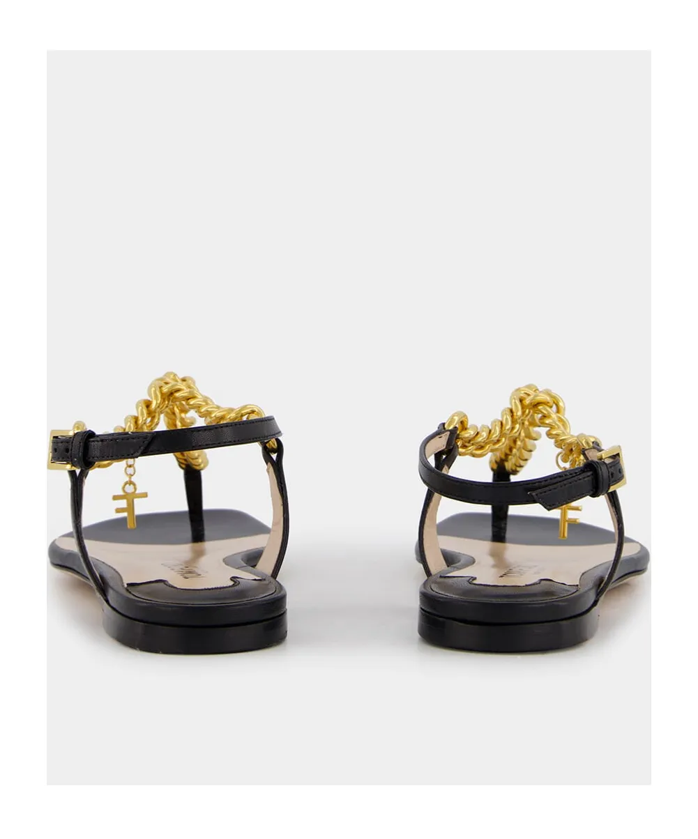 Tom Ford	Logo Plaque Chainlink-Strap Sandals